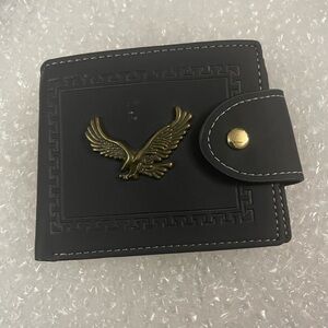 New men Weilong Vintage Wallet PU Leather Credit Card Billfold, Metal Plate